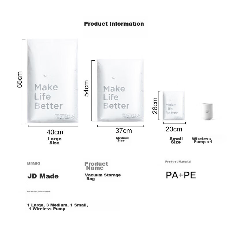 Jingzao Pilot Vacuum Storage Bags Travel Packing Compression Bags 6-Piece Set [W...