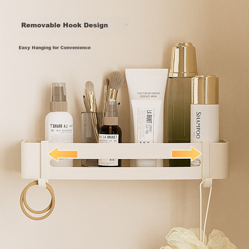 Jingzao Cream Series Space Aluminum Square Basket, No-Drill Bathroom Storage Rac...