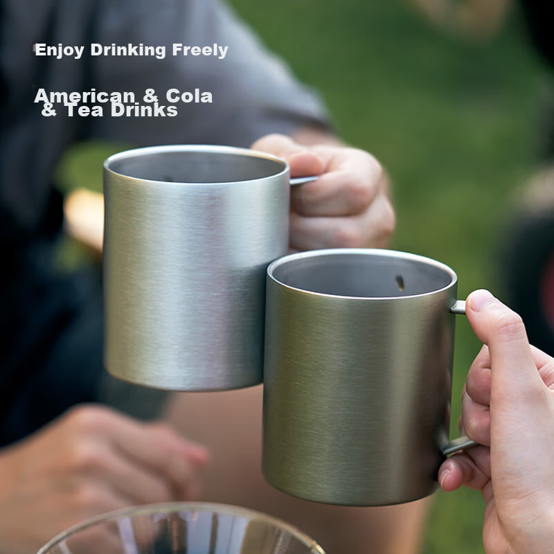 Jingzao Stainless Steel Double-Layer Insulated Desktop Mug 420mL, Outdoor Campin...