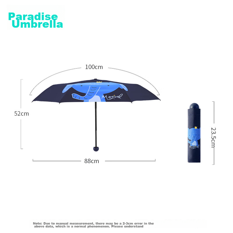 Paradise Sun Protection Umbrella, Three-Fold, Cute Children's Umbrella, Elementa...