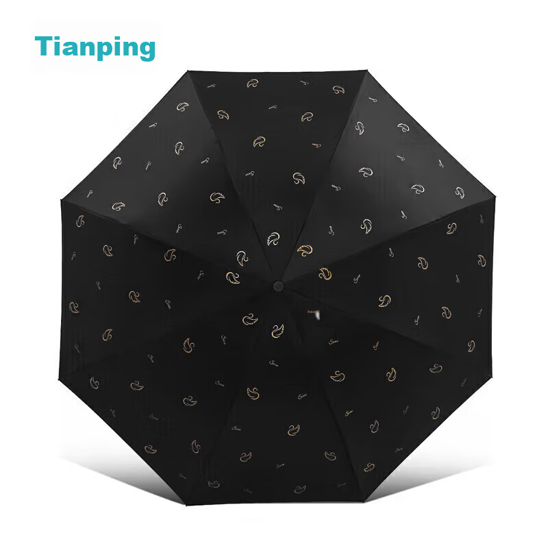 Paradise UV Protection Umbrella, Three-Fold Black Gel Sun Umbrella, Sunshade Umb...