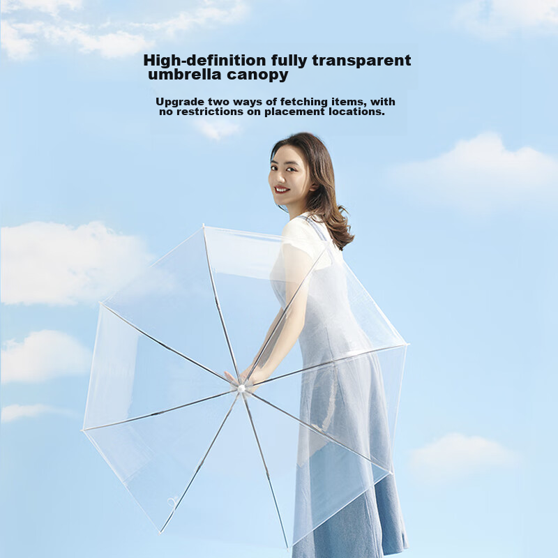 Jingzao Transparent Umbrella, Automatic Large Long Handle Straight Pole Simple S...