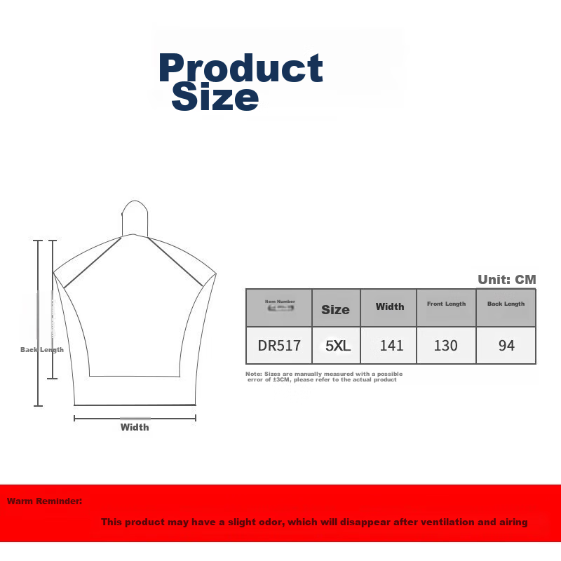 Xiangzhou Xiaozhen Electric Bike Raincoat, Single Person, Navy Blue, 5XL