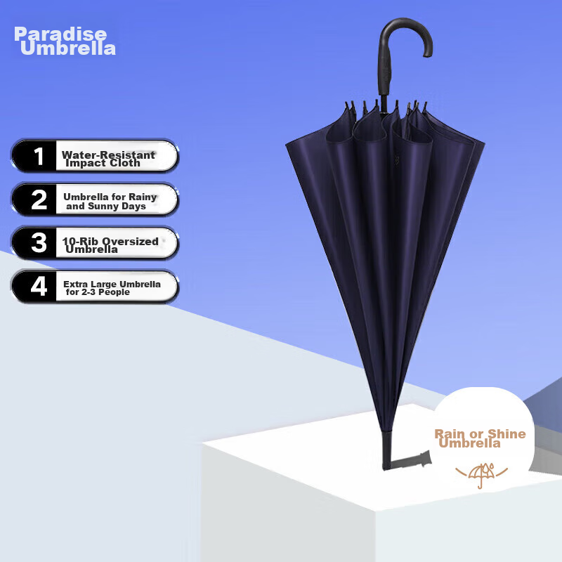 Paradise Long-Handle Enlarged Umbrella, Semi-Automatic, Extra-Large, Business St...