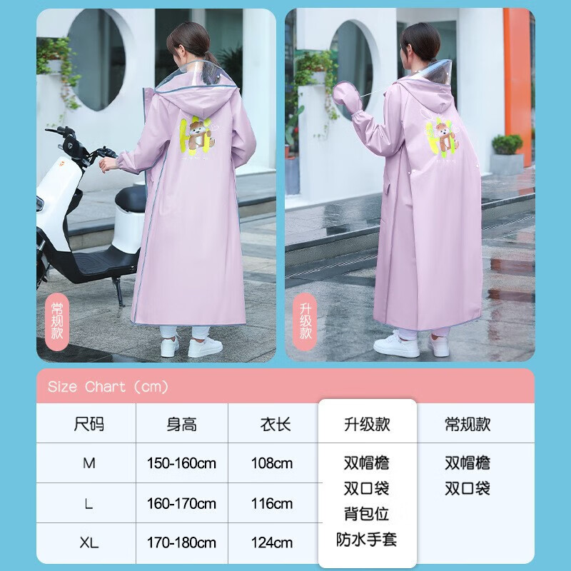 Xiangzhou Xiaozhen Women's Long Raincoat, Full-Body Protection against Heavy Rai...