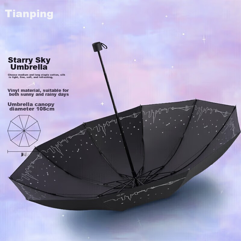 Paradise Double-Person Umbrella, Three-Fold, Sun And Rain Protection, 10-Rib, En...