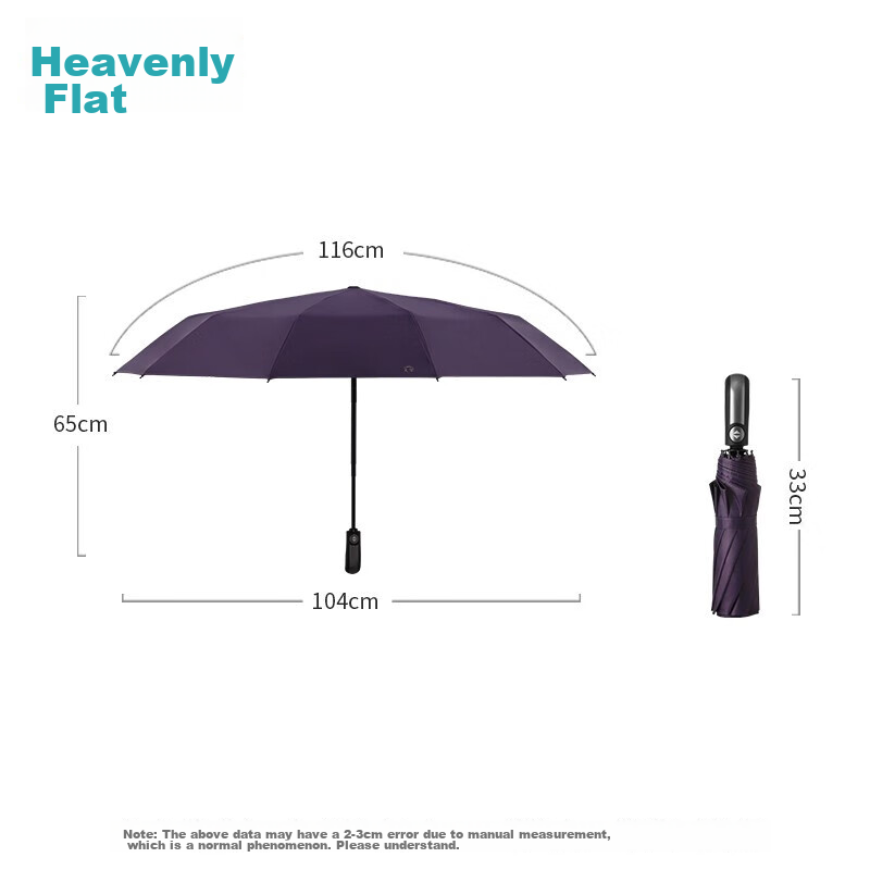 Paradise Fully Automatic Umbrella, Three-Fold, 10-Rib Reinforced, One-Button Ope...