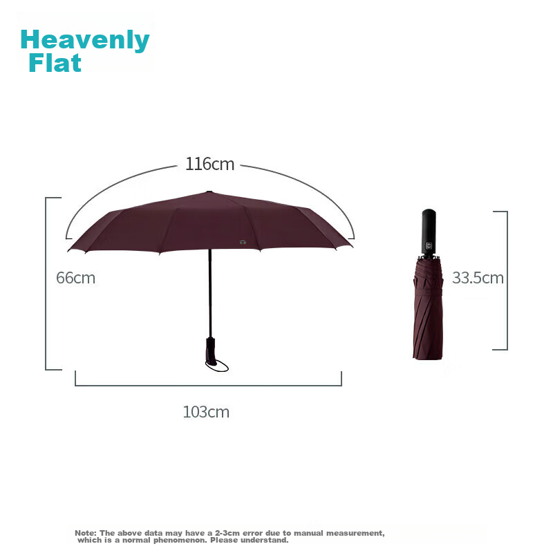 Paradise Fully Automatic Umbrella, Three-Fold, 10-Rib Reinforced, One-Button Ope...