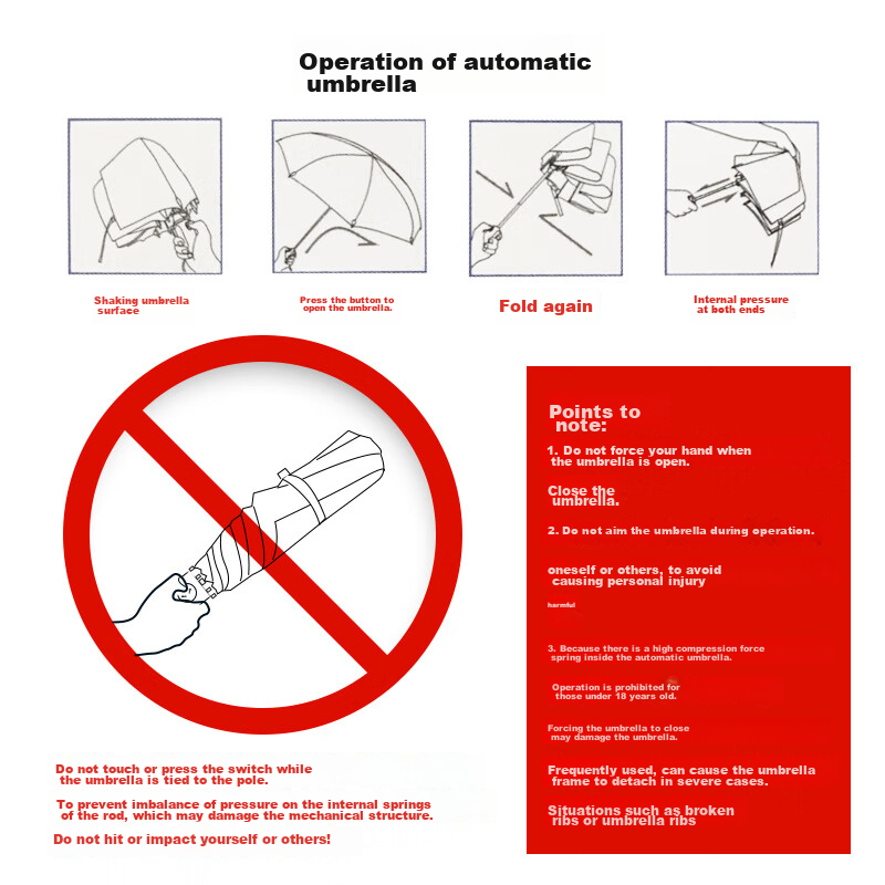 Paradise Fully Automatic Umbrella, Three-Fold, 10-Rib Reinforced, One-Button Ope...