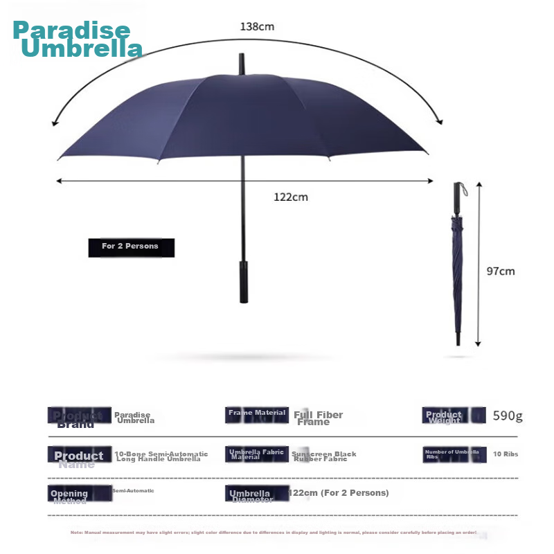 Paradise Long-Handle UV-Resistant Umbrella, Large Size, Strong Wind-Resistant St...