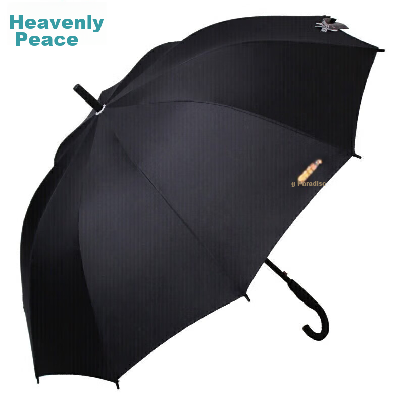 Paradise Long-Handle Enlarged Umbrella, Semi-Automatic Black Rubber Straight Pol...