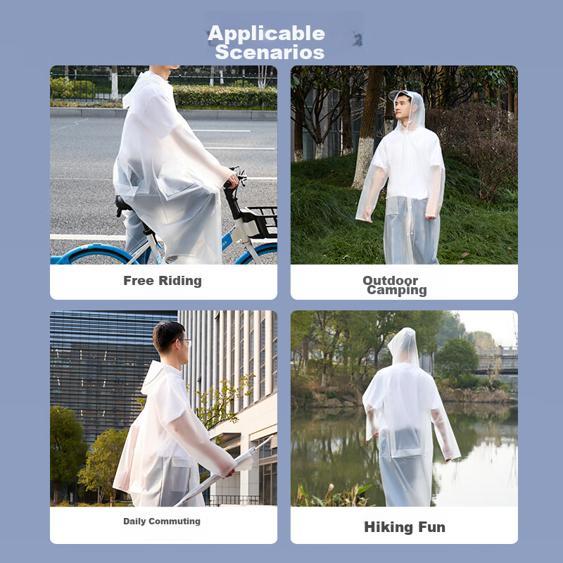 Jingzao TPU Adult Hiking Raincoat for Men And Women, Outdoor Travel Portable Lar...