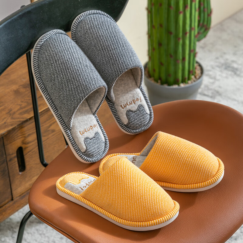 TZLDN Indoor Cotton Slippers for Men, Non-Slip Spring And Autumn Cotton Home Sli...