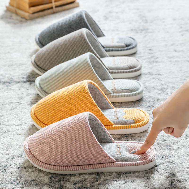 TZLDN Indoor Cotton Slippers for Men, Non-Slip Spring And Autumn Cotton Home Sli...