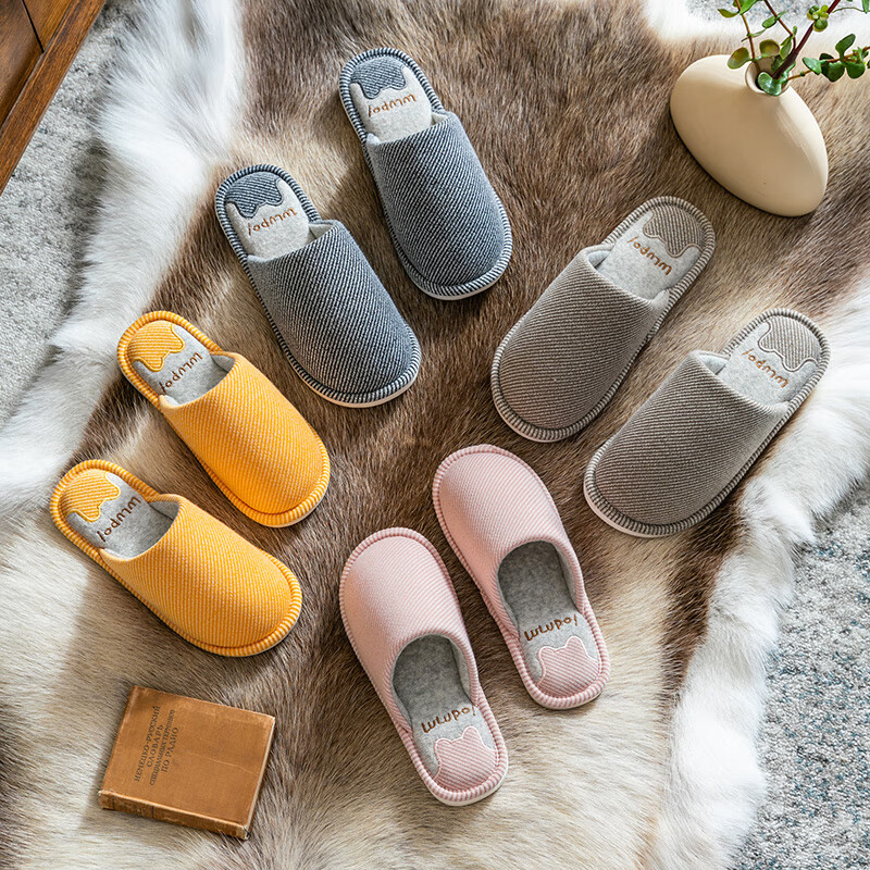 TZLDN Indoor Cotton Slippers for Men, Non-Slip Spring And Autumn Cotton Home Sli...