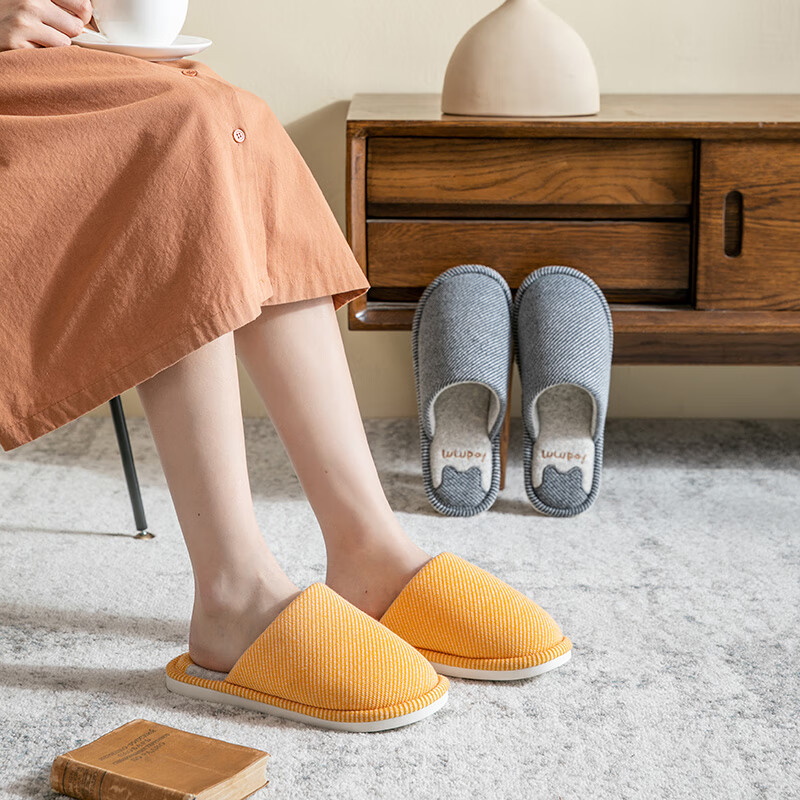 TZLDN Indoor Cotton Slippers for Men, Non-Slip Spring And Autumn Cotton Home Sli...