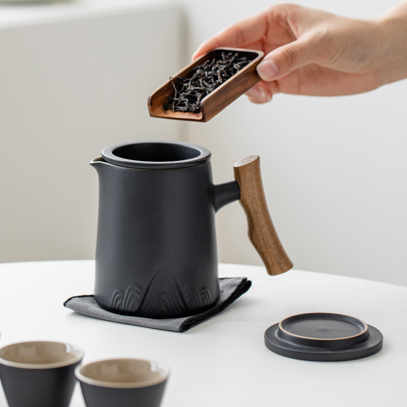 Jingzao Travel Tea Set Black Pottery Zhoushan Quick Cup Outdoor Portable Tea Set...