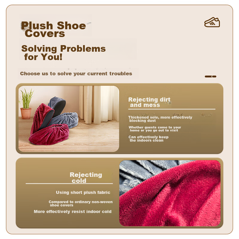 Nuolansendi Velvet Shoe Covers for Home Use [10 Pieces/5 Pairs], Adult Foot Cove...