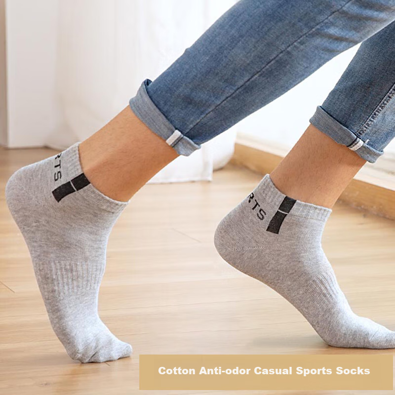 LangSha Men's Cotton Sports Socks Casual Short Socks Full Cotton Absorbent Breat...