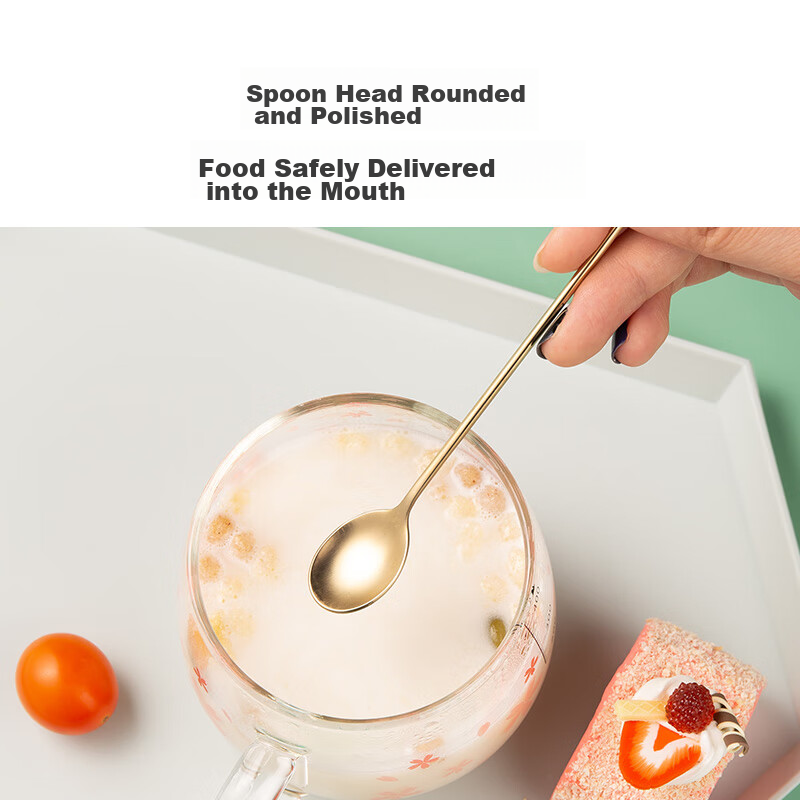 Yijuke [Cherry Blossom] 304 Stainless Steel Coffee Spoon, Long-Handled Mixing Sp...