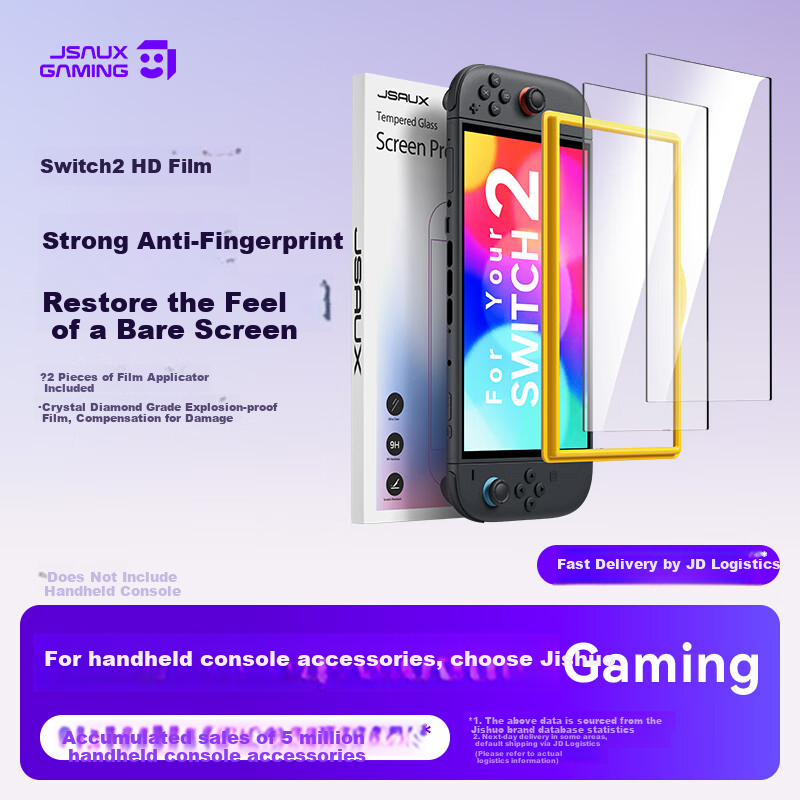 JSAUX Tempered Glass Screen Protector for Nintendo Switch, 2-Pack High Definitio...