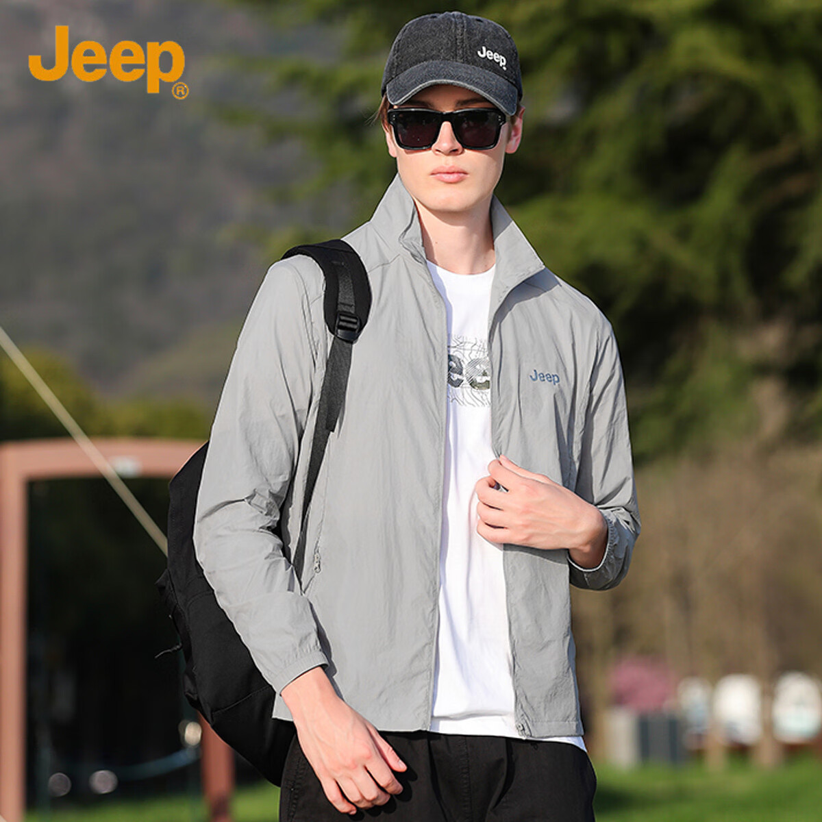 JEEP Lightweight Sunscreen Summer Breathable Skin Jacket Outdoor Casual Stand Co...