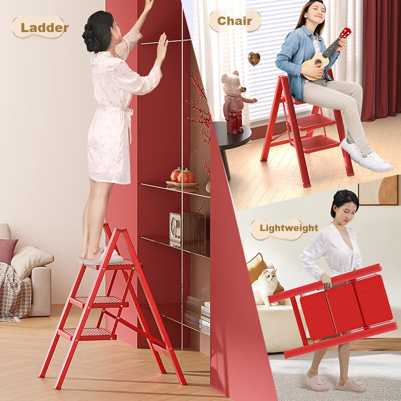 Chuangshuo Folding Ladder Household Ladder Step Stool Flower Stand Ladder Flat H...