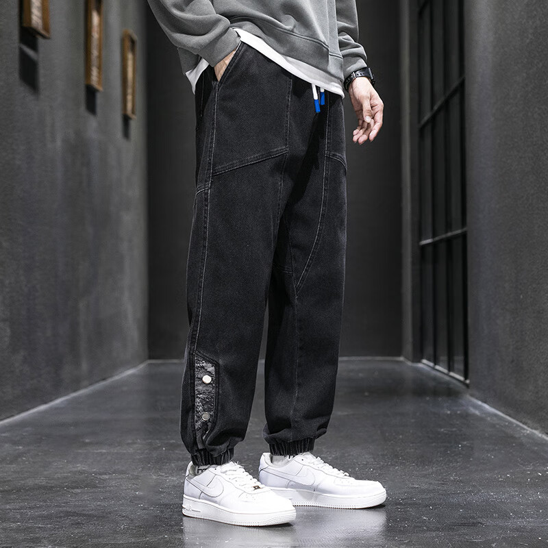 Top Youth Denim Jeans for Men, Autumn And Winter Vintage Loose Cargo Pants, Tren...