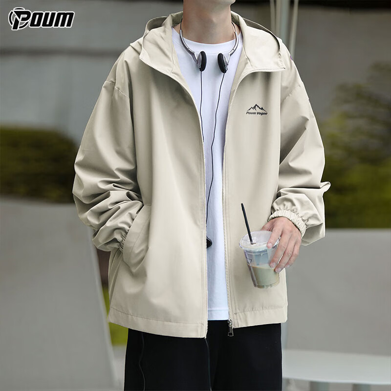 POUM Men's Spring and Autumn Fashion American Jacket Workwear Casual Zipper Jack...