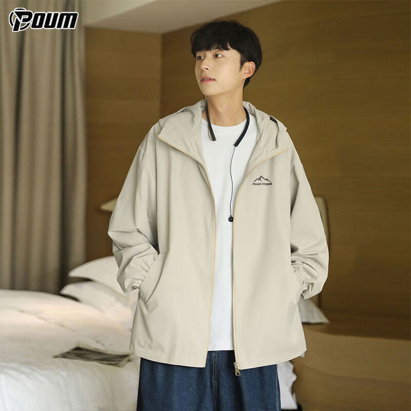 POUM Men's Spring and Autumn Fashion American Jacket Workwear Casual Zipper Jack...