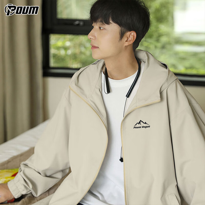 POUM Men's Spring and Autumn Fashion American Jacket Workwear Casual Zipper Jack...