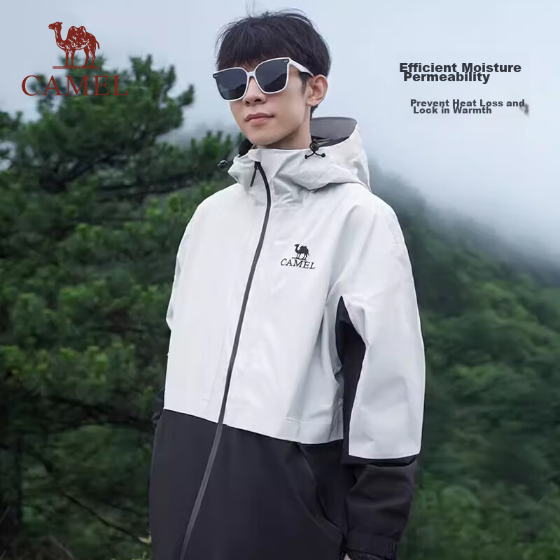 CAMEL Outdoor Single-Layer Rain Jacket TG112 Glacier Gray/Phantom Black,  Size S