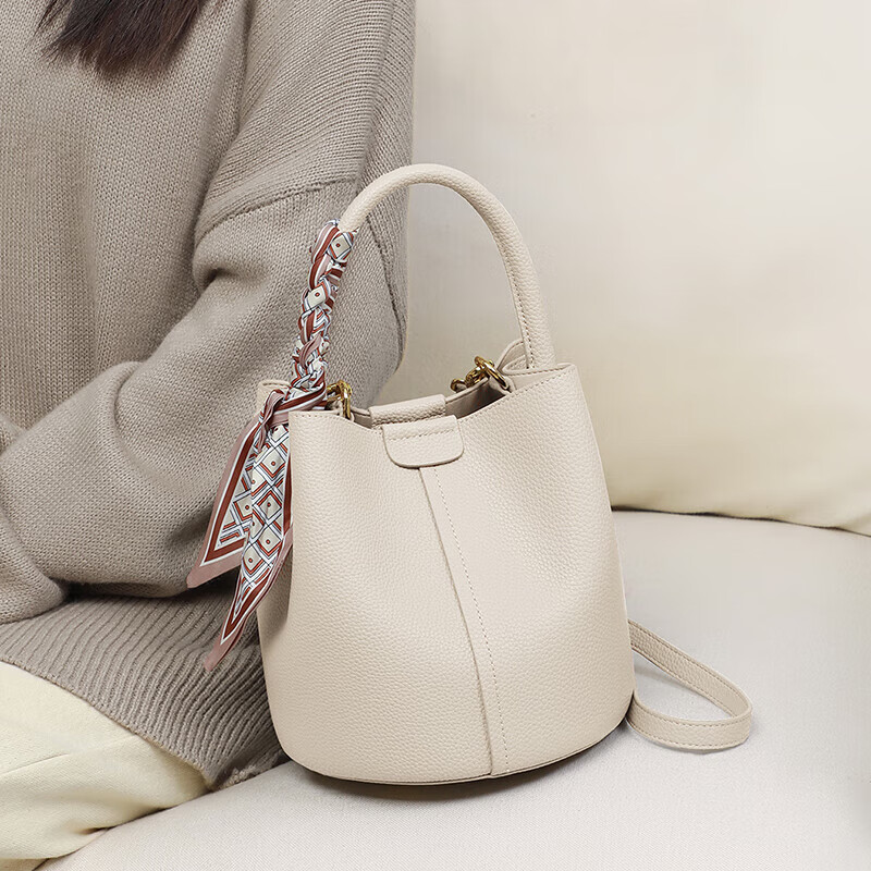 YUYULA Leather Handbag, Women's Bucket Bag, High-End Brand Crossbody And Handhel...