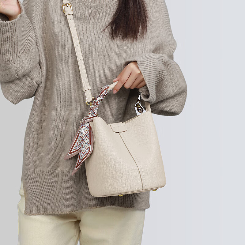 YUYULA Leather Handbag, Women's Bucket Bag, High-End Brand Crossbody And Handhel...