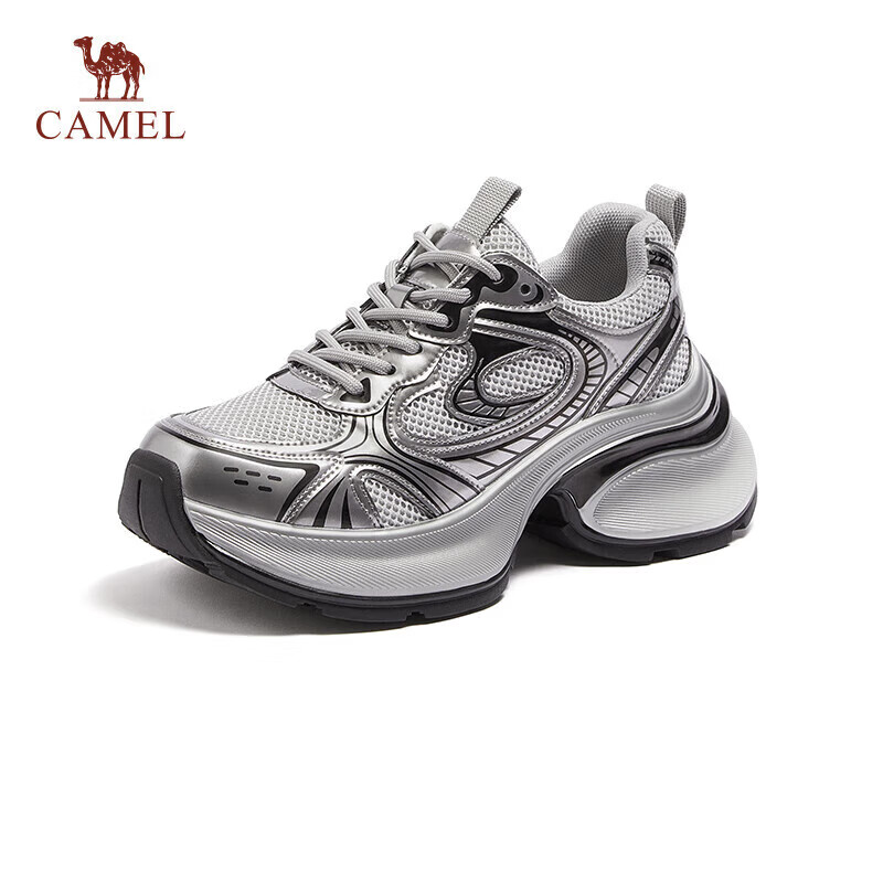 CAMEL Women's Chunky Sneakers Silver Thick-soled Sports Casual Shoes L25S283076...