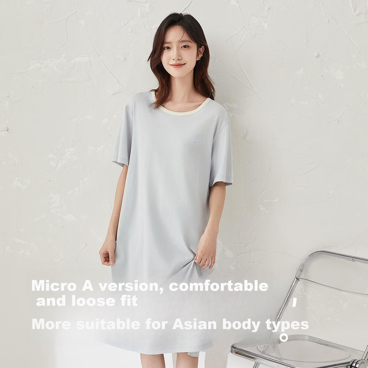 Dingguagua Top-Notch Cotton Nightgown for Women, Summer Short-Sleeve, Wearable O...