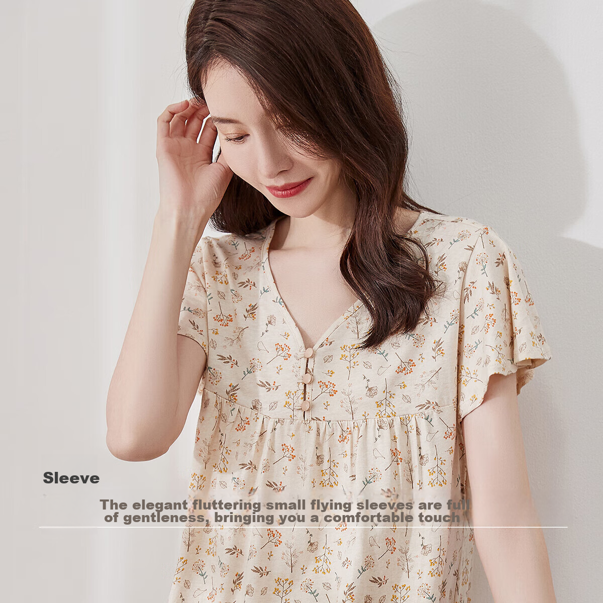 Dingguagua Top-Notch Cotton Nightgown for Women, Summer Short-Sleeve, Wearable O...