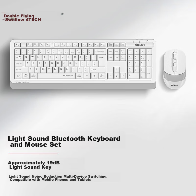 A4TECH FB1010Q 104-Key Wireless/Bluetooth Multi-Mode Keyboard And Mouse Set, Qui...