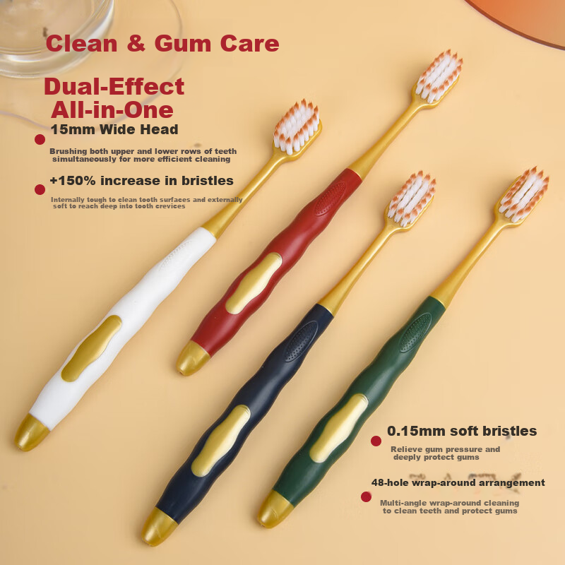 BRUSHING BEAR Toothbrush Wide Head High Density Soft Bristles Gum Care Adult Men...