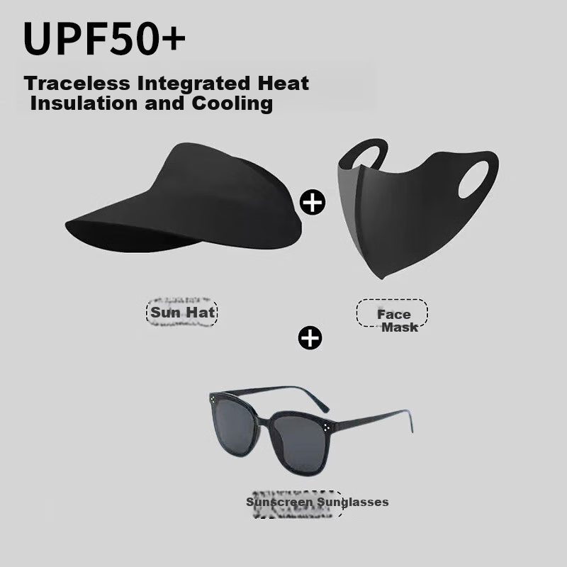 40,000 Km Seamless Visor Sun Hat for Women, UV Protection Face-Covering Hat, Fol...