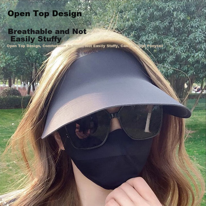 40,000 Km Seamless Visor Sun Hat for Women, UV Protection Face-Covering Hat, Fol...