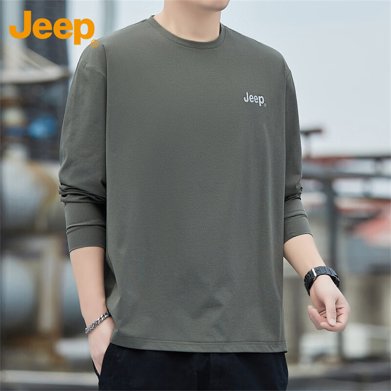 JEEP Long-Sleeve T-Shirt for Men, Spring And Summer Loose Casual Top, Men's Roun...