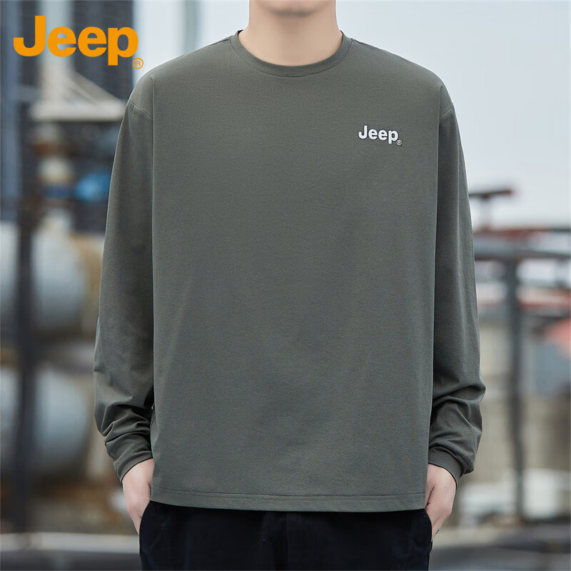 JEEP Long-Sleeve T-Shirt for Men, Spring And Summer Loose Casual Top, Men's Roun...
