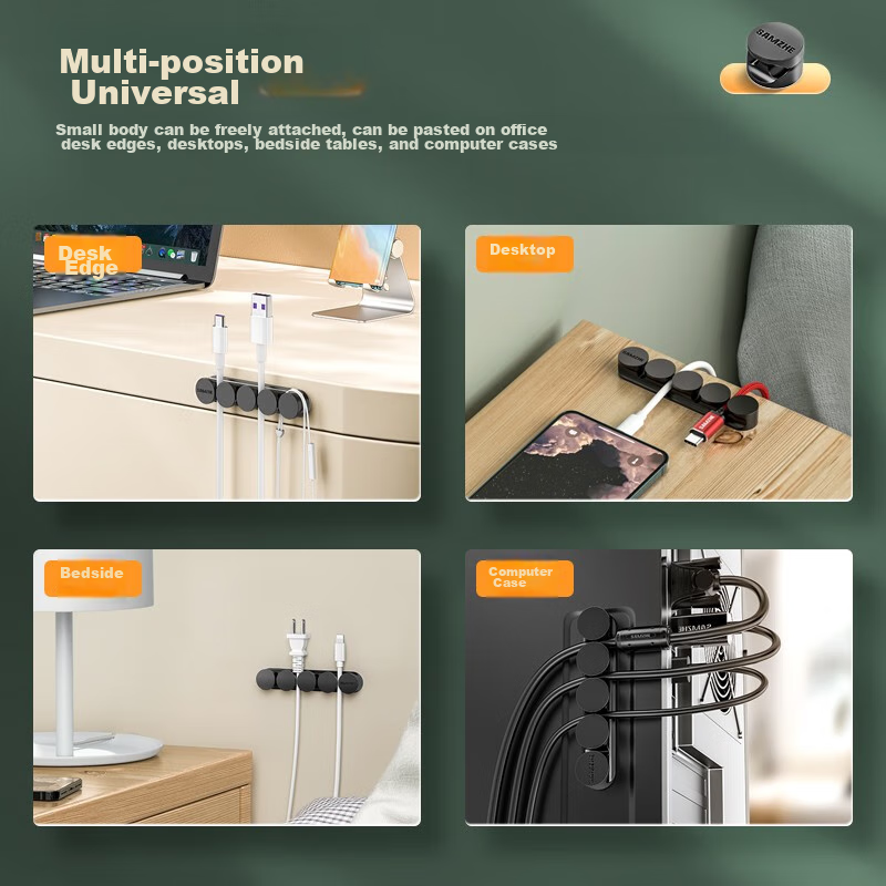 SAMZHE Desktop Cable Organizer, Storage Fixer, Computer Cable Winder, Earphone A...