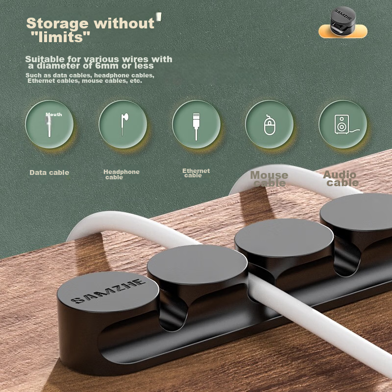 SAMZHE Desktop Cable Organizer, Storage Fixer, Computer Cable Winder, Earphone A...