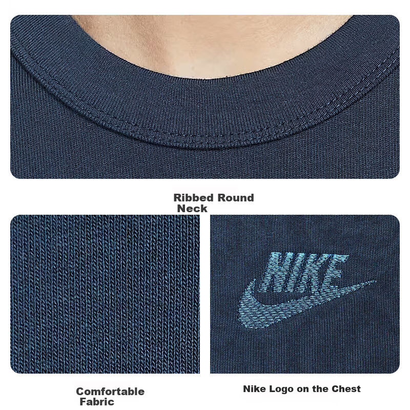 Nike Men's Short-Sleeve T-Shirt, Knitted Collarless, Athletic Casual, Classic Si...