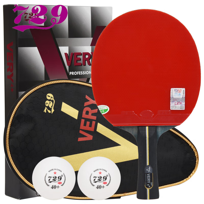 729 Table Tennis Racket, Penhold Grip, 4-Star VERY Racket, Double-Sided Reverse...