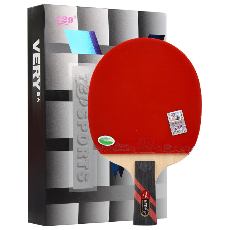 729 Table Tennis Racket Straight Handle, 5-Star Very Pure Wood Ping Pong Paddle,...