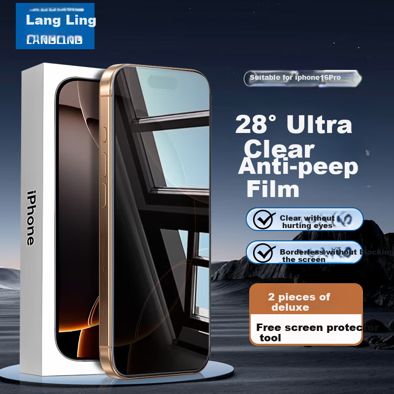LANGLING [2 Pieces] Privacy Tempered Glass Screen Protector for iPhone 16 Pro, A...