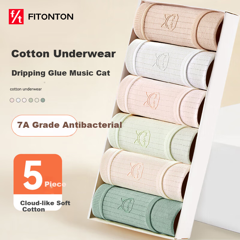 FitonTon 6-Pack Women's Cotton Antibacterial Breathable Mid-Rise Comfortable Und...